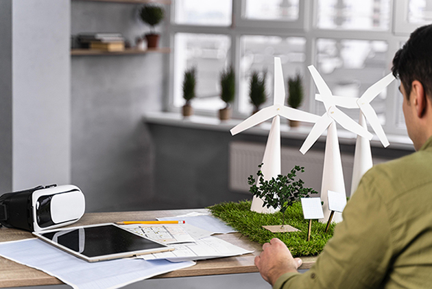 man doing a wind project